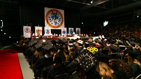 Students at graduation ceremony