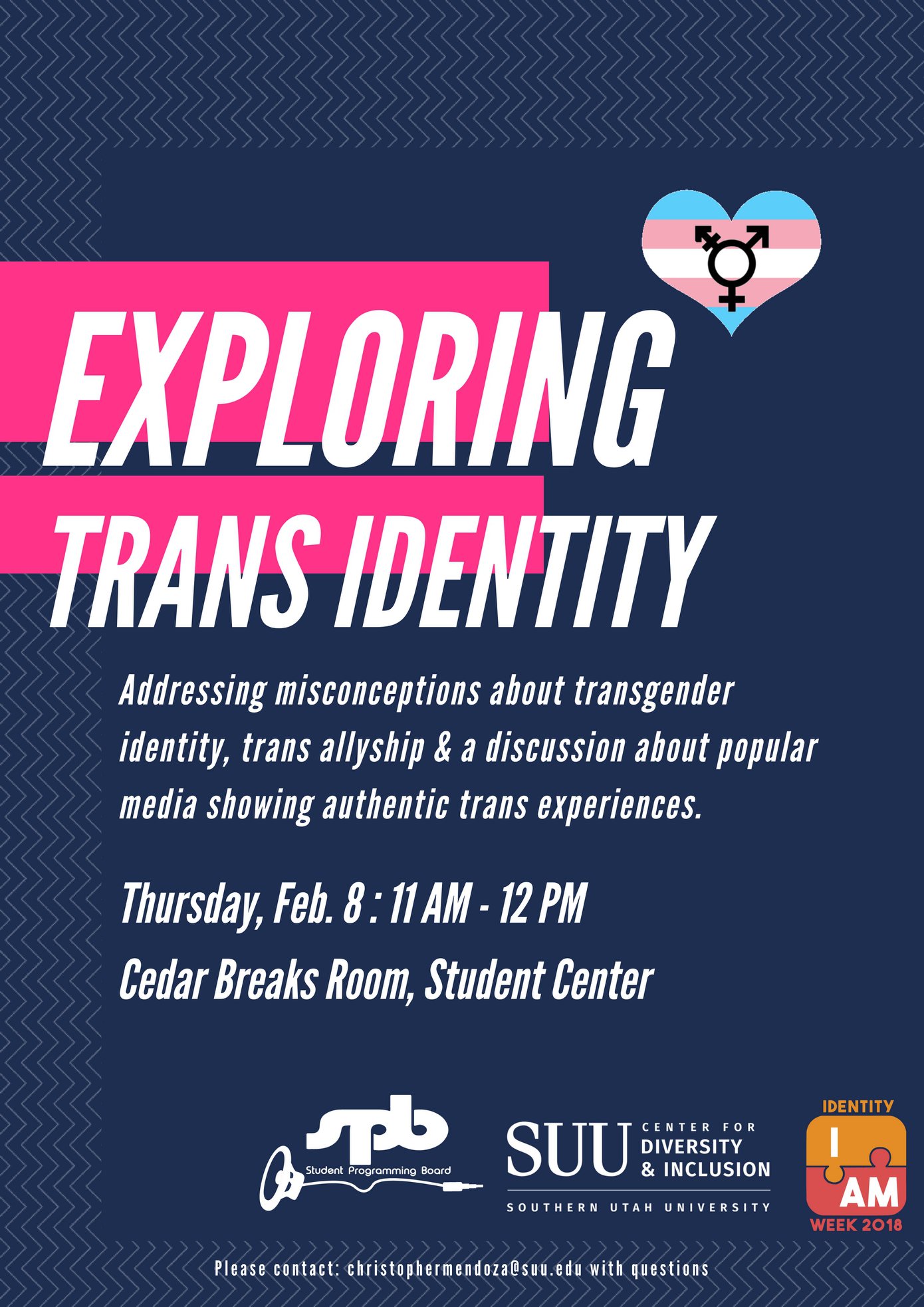 Exploring Trans Identity. Addressing misconceptions about transgender identity, trans allyship & discussion about popular media showin authentic trans experiences.
