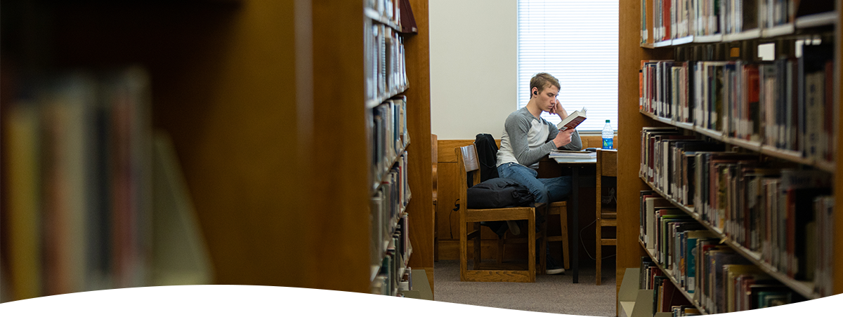 Student studying in the library