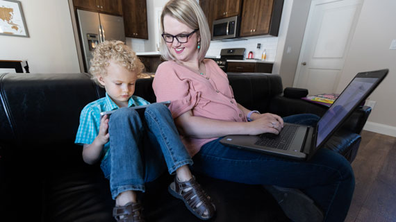 parent at home using online program